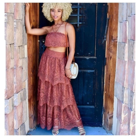 Fashion Blogger Fav. 2 pcs lace crochet set rose - Picture 2 of 8